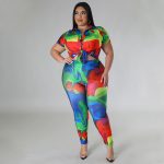 This Plus Size Women's Printed Summer Short Sleeve Shirt Trousers Fashion Casual Two Piece Set Design And Made Of Comfortable And Elastic Fabric. Wholesale Plus Size Two Piece Sets Is a Must-Have Item For Curvy Ladies. Two Piece Sets Can Either Be Worn Together Or Individually