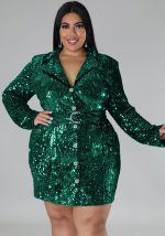 This Plus Size Women's Sequin Blazer Made Of Comfortable And Soft Fabric. It Is a Must-Have Item For Curvy Ladies In Autumn And Winter. Global Lover Offer All Kinds Of Women¡¯s Plus Size Coat And Hope Curvy Ladies Find Here a Warm And Exciting Place To Shop - Wholesale Plus Size Jackets