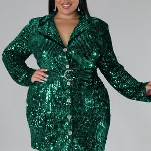 This Plus Size Women's Sequin Blazer Made Of Comfortable And Soft Fabric. It Is a Must-Have Item For Curvy Ladies In Autumn And Winter. Global Lover Offer All Kinds Of Women¡¯s Plus Size Coat And Hope Curvy Ladies Find Here a Warm And Exciting Place To Shop - Wholesale Plus Size Jackets