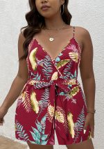 This Plus Size Women's Slim Waist Strap Rompers Jumpsuit Design Made Of High Quality Polyster And Spandex Material. It Is Stretchy