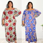 This Plus Size Women's Spring Autumn Digital Print Maxi Dress Off Shoulder Print Dress Made Of Soft And Elastic Fabric. Global Lover Wholesale Plus Size Dresses And Hope Curvy Ladies Find Here a Warm And Exciting Place To Shop Affordable Curvy Dresses Online - Plus Size Casual