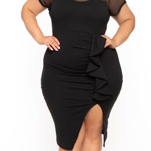 This Plus Size Women's Spring Summer Chic Elegant Ruffled Mesh Patchwork Dress For Women Made Of Soft And Elastic Fabric. Global Lover Wholesale Plus Size Dresses And Hope Curvy Ladies Find Here a Warm And Exciting Place To Shop Affordable Curvy Dresses Online - Plus Size Casual