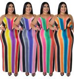 This Plus Size Women's Summer 2022 Intercolor Print Sling Sexy Bodycon Dress Made Of Soft And Elastic Fabric. Global Lover Wholesale Plus Size Dresses And Hope Curvy Ladies Find Here a Warm And Exciting Place To Shop Affordable Curvy Dresses Online - Plus Size Casual