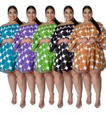 This Plus Size Women's Summer 2022 Off Shoulder Pull Elastic Print Dot Dress Made Of Soft And Elastic Fabric. Global Lover Wholesale Plus Size Dresses And Hope Curvy Ladies Find Here a Warm And Exciting Place To Shop Affordable Curvy Dresses Online - Plus Size Casual