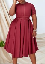 This Plus Size Women's Summer Chic Elegant Oversized a-Line Short Sleeve Dress Design Made Of High Quality Polyster And Spandex Material. It Is Stretchy