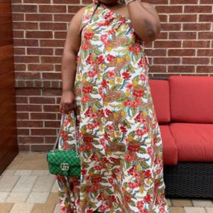 This Plus Size Women's Summer Floral Print Sleeveless Slash Shoulder Maxi Dress Made Of Soft And Elastic Fabric. Global Lover Wholesale Plus Size Dresses And Hope Curvy Ladies Find Here a Warm And Exciting Place To Shop Affordable Curvy Dresses Online - Plus Size Casual