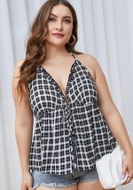 This Plus Size Women's Summer Halter Strapless Plaid Top Sexy Blouse Made Of Comfortable And Elastic Fabric. It Is Wholesale Sexy Plus Size Tops For Women. With The Gradual Rise Of Feminist Awareness