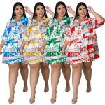 This Plus Size Women's Summer Print Half Sleeve Long Shirt Casual Dress Made Of Soft And Elastic Fabric. Global Lover Wholesale Plus Size Dresses And Hope Curvy Ladies Find Here a Warm And Exciting Place To Shop Affordable Curvy Dresses Online - Plus Size Casual