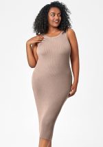 This Plus Size Women's Summer Round Neck Sleeveless Basic Tight Fitting Bodycon Knitting Tank Dress Made Of Soft And Elastic Fabric. Global Lover Wholesale Plus Size Dresses And Hope Curvy Ladies Find Here a Warm And Exciting Place To Shop Affordable Curvy Dresses Online - Plus Size Casual