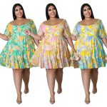 This Plus Size Women's Summer Sexy Off Shoulder Print Dress Made Of Soft And Elastic Fabric. Global Lover Wholesale Plus Size Dresses And Hope Curvy Ladies Find Here a Warm And Exciting Place To Shop Affordable Curvy Dresses Online - Plus Size Casual