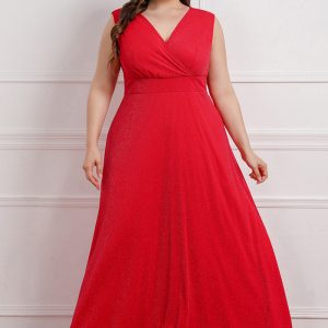 This Plus Size Women's Summer Sleeveless v-Neck Gown Maxi Dress Made Of Soft And Elastic Fabric. Global Lover Wholesale Plus Size Dresses And Hope Curvy Ladies Find Here a Warm And Exciting Place To Shop Affordable Curvy Dresses Online - Plus Size Casual