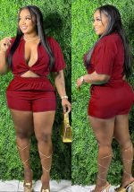 This Plus Size Women's Summer Solid Color Sexy Short Sleeve Top Shorts Two-Piece Set Design And Made Of Comfortable And Elastic Fabric. Wholesale Plus Size Two Piece Sets Is a Must-Have Item For Curvy Ladies. Two Piece Sets Can Either Be Worn Together Or Individually