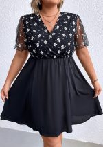 This Plus Size Women's Summer v-Neck High Waist Floral Dress Made Of Soft And Elastic Fabric. Global Lover Wholesale Plus Size Dresses And Hope Curvy Ladies Find Here a Warm And Exciting Place To Shop Affordable Curvy Dresses Online - Plus Size Casual