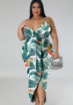 This Plus Size Women's Summer v-Neck Sleeveless Print Dress Made Of Soft And Elastic Fabric. Global Lover Wholesale Plus Size Dresses And Hope Curvy Ladies Find Here a Warm And Exciting Place To Shop Affordable Curvy Dresses Online - Plus Size Casual