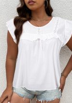 Cette chemise blanche d'été pour femmes de taille supérieure est fabriquée dans un tissu confortable et élastique. Il s'agit d'une vente en gros de hauts sexy pour femmes. Avec la montée progressive de la prise de conscience féministe