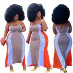 This Plus Size Women's Suspender Candy Patchwork Sexy Dress Plus Size Maxi Dress Made Of Soft And Elastic Fabric. Global Lover Wholesale Plus Size Dresses And Hope Curvy Ladies Find Here a Warm And Exciting Place To Shop Affordable Curvy Dresses Online - Plus Size Casual