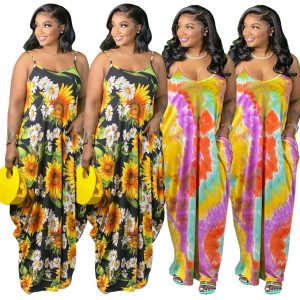 This Plus Size Women's Tie Dye Sling Casual Dress Design Made Of High Quality Polyster And Spandex Material. It Is Stretchy