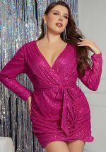 This Plus Size Women's Tight Fitting Sequin Dress Prom Evening Dress Made Of Soft And Elastic Fabric. Global Lover Wholesale Plus Size Dresses And Hope Curvy Ladies Find Here a Warm And Exciting Place To Shop Affordable Curvy Dresses Online - Plus Size Casual