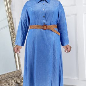 This Plus Size Women's Winter Denim Turndown Collared Button Up Long Sleeve Casual Shirt Dress Made Of Soft And Elastic Fabric. Global Lover Wholesale Plus Size Dresses And Hope Curvy Ladies Find Here a Warm And Exciting Place To Shop Affordable Curvy Dresses Online - Plus Size Casual