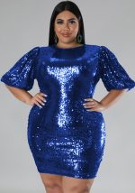 This Plus Size Women's Winter Supplies Velvet Sequin Dress Made Of Soft And Elastic Fabric. Global Lover Wholesale Plus Size Dresses And Hope Curvy Ladies Find Here a Warm And Exciting Place To Shop Affordable Curvy Dresses Online - Plus Size Casual