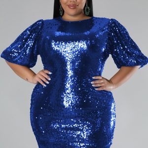 This Plus Size Women's Winter Supplies Velvet Sequin Dress Made Of Soft And Elastic Fabric. Global Lover Wholesale Plus Size Dresses And Hope Curvy Ladies Find Here a Warm And Exciting Place To Shop Affordable Curvy Dresses Online - Plus Size Casual