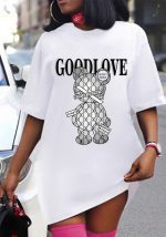 This Plus Size Summer Short-Sleeved Loose-Fit Print Pullover Round Neck t-Shirt Made Of Comfortable And Elastic Fabric. It Is Wholesale Sexy Plus Size Tops For Women. With The Gradual Rise Of Feminist Awareness