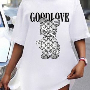 This Plus Size Summer Short-Sleeved Loose-Fit Print Pullover Round Neck t-Shirt Made Of Comfortable And Elastic Fabric. It Is Wholesale Sexy Plus Size Tops For Women. With The Gradual Rise Of Feminist Awareness