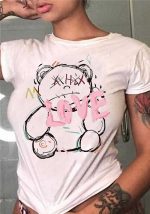 This Plus Size Women's Top Loose t-Shirt Bear Print Top Made Of Comfortable And Elastic Fabric. It Is Wholesale Sexy Plus Size Tops For Women. With The Gradual Rise Of Feminist Awareness