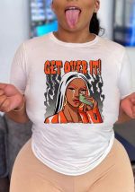 This Plus Size Women's Top Printed t-Shirt Loose t Made Of Comfortable And Elastic Fabric. It Is Wholesale Sexy Plus Size Tops For Women. With The Gradual Rise Of Feminist Awareness