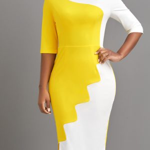 Dieses gedruckte Patchwork Rundhalsausschnitt Frühling Sommer Midi Bodycon Karriere Kleid Design aus hochwertigem Polyster und Spandex Material. Es kommen mit guten Stretch und tragen bequem. Frauen Midi-Kleider ist allmächtig und Anzug für alle Arten von Anlässen - Daily Wear