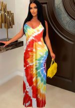 This Printed Sling Long Nightclub Dress Design Made Of High Quality Polyster And Spandex Material