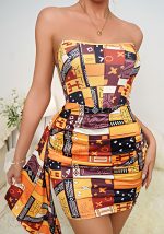 This Printed Strapless Slim Elegant Ribbon Women's Sexy Dress Design Made Of High Quality Polyster And Spandex Material. It Come With Good Stretch And Wearing Comfortable And Feeling Freedom. The Tight And Fitted Dress Is The Most Popular Options From Party Girls. Shop Bodycon Dresses At Global Lover And Find Amazing Designs Sequins