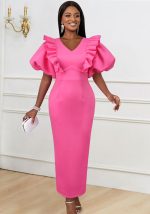 This Puff Sleeve Long Dress Bodycon Formal Party Gown Made Of Soft And Elastic Fabric. Global Lover Wholesale Plus Size Dresses And Hope Curvy Ladies Find Here a Warm And Exciting Place To Shop Affordable Curvy Dresses Online - Plus Size Casual