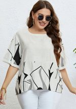 This Round Neck Art Print Top Made Of Comfortable And Elastic Fabric. It Is Wholesale Sexy Plus Size Tops For Women. With The Gradual Rise Of Feminist Awareness