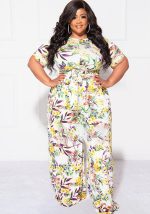 This Round Neck Floral Short Sleeve Two Piece Fashion Casual Pants Plus Size Set Design And Made Of Comfortable And Elastic Fabric. Wholesale Plus Size Two Piece Sets Is a Must-Have Item For Curvy Ladies. Two Piece Sets Can Either Be Worn Together Or Individually