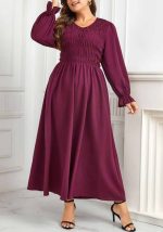 This Round Neck Puff Sleeve a-Line Pleated Slim Waist Maxi Dress Made Of Soft And Elastic Fabric. Global Lover Wholesale Plus Size Dresses And Hope Curvy Ladies Find Here a Warm And Exciting Place To Shop Affordable Curvy Dresses Online - Plus Size Casual