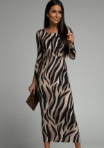 This Round Neck Slim Slit Low Back Slim Waist Maxi Dress Design Made Of High Quality Polyster And Spandex Material