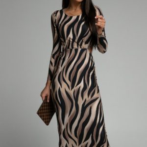 This Round Neck Slim Slit Low Back Slim Waist Maxi Dress Design Made Of High Quality Polyster And Spandex Material