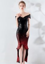 This Sequins Sweetheart High Low Mermaid Evening Dress Design Made Of Good Quality Polyster And Spandex Material