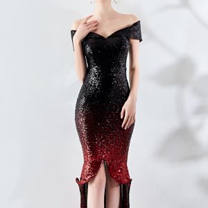 This Sequins Sweetheart High Low Mermaid Evening Dress Design Made Of Good Quality Polyster And Spandex Material