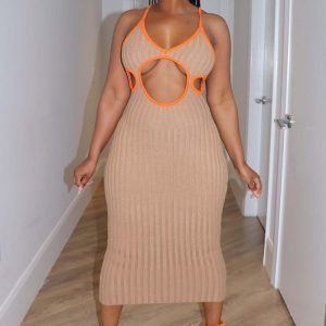 Diese Sex-Träger Ausschnitt langes Kleid Design von hoher Qualität Polyster und Spandex Material gemacht