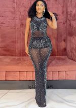 This Sexy Beaded Sleeveless Slim Bodycon Club Dress Design Made Of High Quality Polyster And Spandex Material