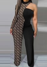 This Sexy Contrast Patchwork Fashion Print Jumpsuit Design Made Of High Quality Polyster And Spandex Material. It Is Stretchy