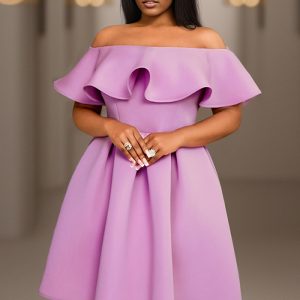 This Sexy Elegant Off Shoulder Ruffled High Waist a-Line Formal Party Dress Design Made Of High Quality Polyster And Spandex Material. It Come With Good Stretch And Wearing Comfortable. Women¡¯s Midi Dresses Is Omnipotent And Suit For All Kinds Of Occasions - Daily Wear