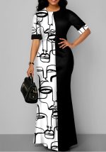 This Sexy Fashion Digital Printing Short Sleeve Women's Dress Design Made Of High Quality Polyster And Spandex Material