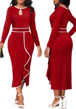 This Sexy Fashion Hollow Long Sleeve Women's Dress Design Made Of High End Polyster And Spandex Material