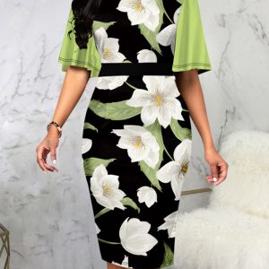 This Sexy Fashion Printed Short Sleeve Round Neck Women's Dress Design Made Of High Quality Polyster And Spandex Material. Print Dresses Is More Interesting And Stylish. Print Maxi Dresses Is One Of The Popular Item For Islander Vocations. Women¡¯s Print Dresses At Global Lover Comes With Forever Floral