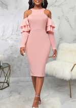 This Sexy Fashion Solid Color Cutout Shoulder Slit Women's Midi Dress Design Made Of High Quality Polyster And Spandex Material. It Come With Good Stretch And Wearing Comfortable. Women¡¯s Midi Dresses Is Omnipotent And Suit For All Kinds Of Occasions - Daily Wear