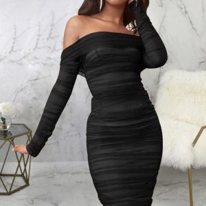 This Sexy Fashion Solid Color Off Shoulder Women's Dress Design Made Of High Quality Polyster And Spandex Material. It Come With Good Stretch And Wearing Comfortable And Feeling Freedom. The Tight And Fitted Dress Is The Most Popular Options From Party Girls. Shop Bodycon Dresses At Global Lover And Find Amazing Designs Sequins