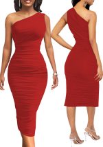 This Sexy Fashion Solid Color One Shoulder Women's Dress Design Made Of High Quality Polyster And Spandex Material. It Come With Good Stretch And Wearing Comfortable And Feeling Freedom. The Tight And Fitted Dress Is The Most Popular Options From Party Girls. Shop Bodycon Dresses At Global Lover And Find Amazing Designs Sequins